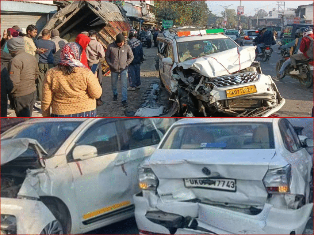 ट्रक ने 5 गाड़ियों को मारी टक्कर